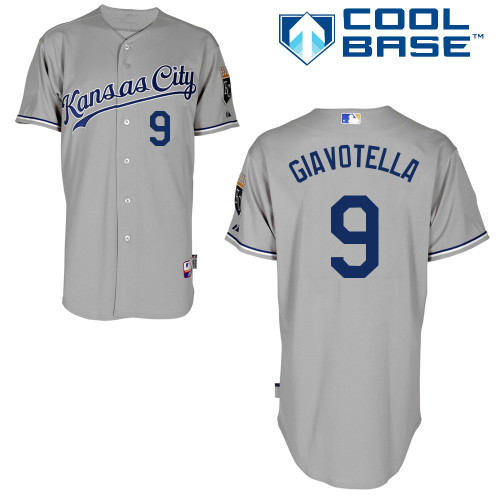 Johnny Giavotella #9 Youth Baseball Jersey-Kansas City Royals Authentic Road Gray Cool Base MLB Jersey